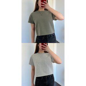 Forever 21 Boxy Cropped Tee Bundle Gray & Green Size S
